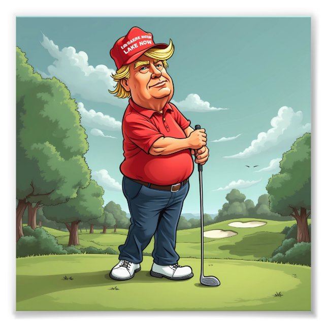 Donald Trump på golfbanan Fototryck (Framsidan)