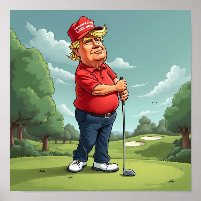 Donald Trump på golfbanan Poster (Framsidan)
