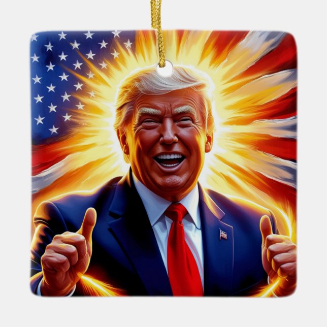 Donald Trump Patriotic American Flagga Ornament (Framsida)
