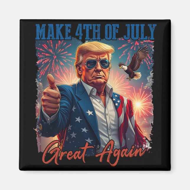 Donald Trump Patriotic Fireworks, 4:e juli G Magnet (Framsidan)