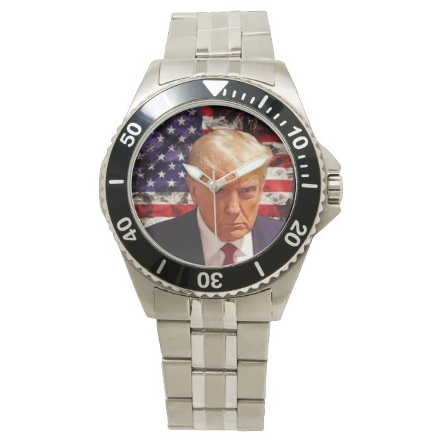 Donald Trump Patriotic Mugshot Art Watch Armbandsur (Framsida)