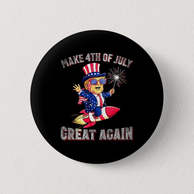 Donald Trump Patriotisk Fyrverkeri Gör 4e Juli G Knapp (Framsida)