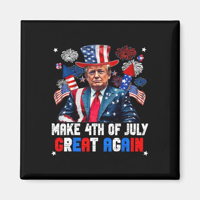Donald Trump Patriotiska Fyrverkerier Gör 4:e Juli Magnet (Framsidan)
