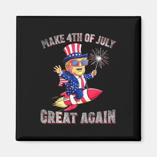 Donald Trump Patriotiska Fyrverkerier Gör 4:e Juli Magnet (Framsidan)