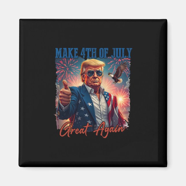 Donald Trump Patriotiska Fyrverkerier Gör 4:e Juli Magnet (Framsidan)
