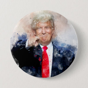Donald Trump pekar porträtt akvarell Knapp