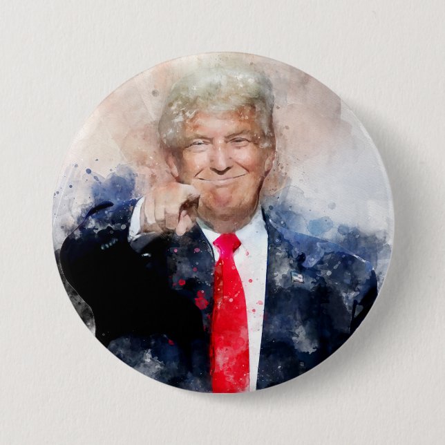 Donald Trump pekar porträtt akvarell Knapp (Framsida)