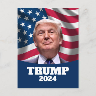 Donald Trump Photo American Flagga - President 202 Vykort