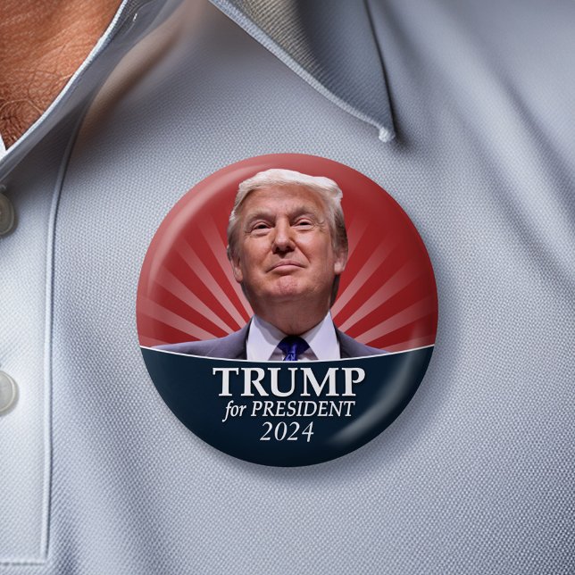 Donald Trump Photo - President 2024 Knapp (Trump 2024 Campaign Button)