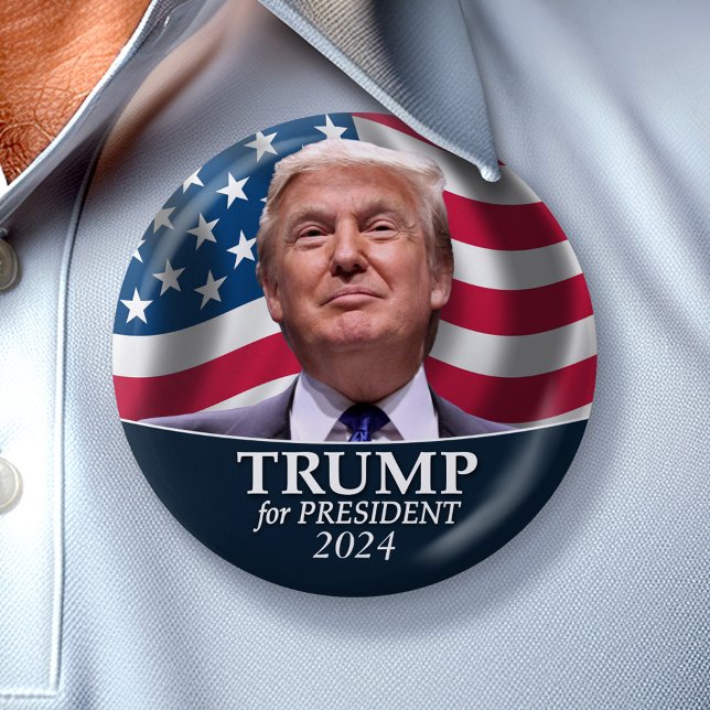 Donald Trump Photo - President 2024 Knapp (Trump Campaign Button - Perfect for the next election rally)