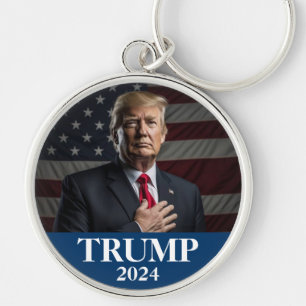 Donald Trump Photo - president - nog sagt Rund Silverfärgad Nyckelring