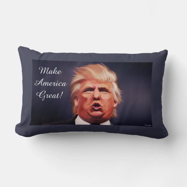 Donald Trump Polyester Lumbar Pillow 13 x 21 tum Lumbarkudde (Framsida)