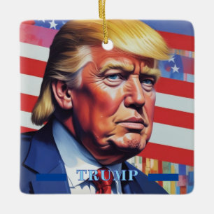 Donald Trump Pop Art Julgransprydnad Keramik