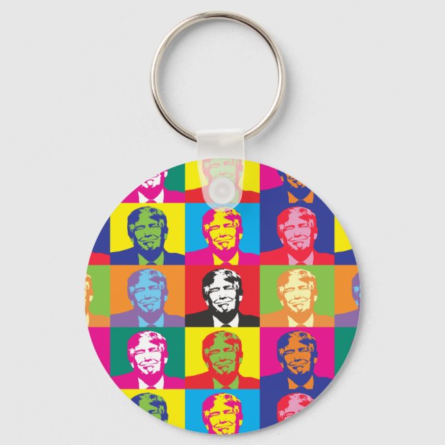 Donald Trump Pop Art-knapp Nyckelkedja Nyckelring (Framsida)