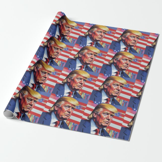 Donald Trump Pop Art Presentpapper (Utrullad)
