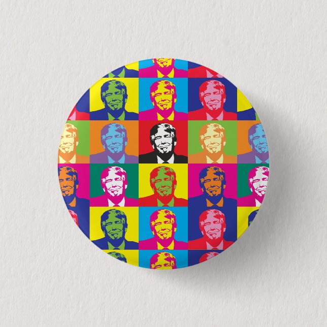Donald Trump Pop Art Round Pin-Back-knapp Knapp (Framsida)