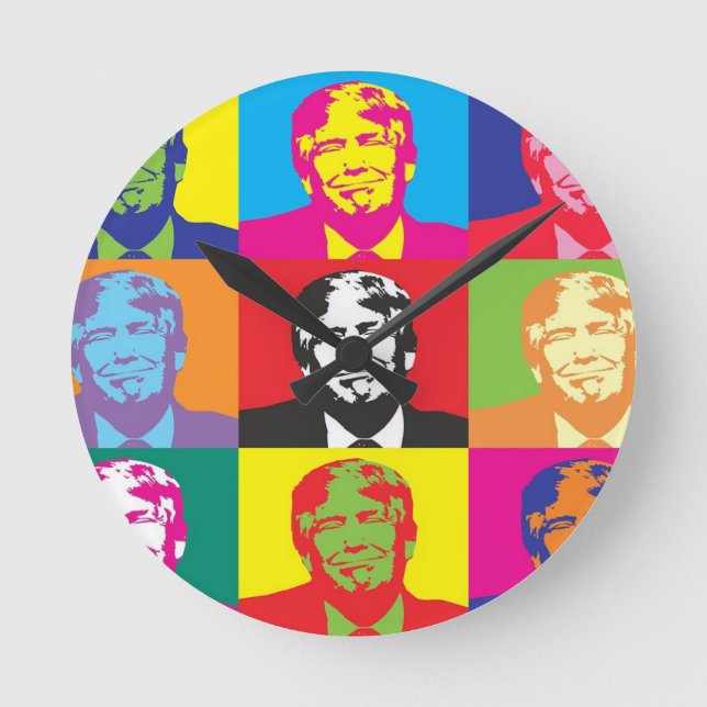 Donald Trump Pop Art Rund Klocka (Framsida)