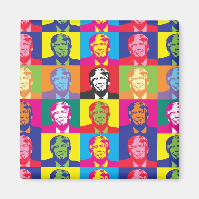 Donald Trump Pop Art Square Magnet (Framsidan)