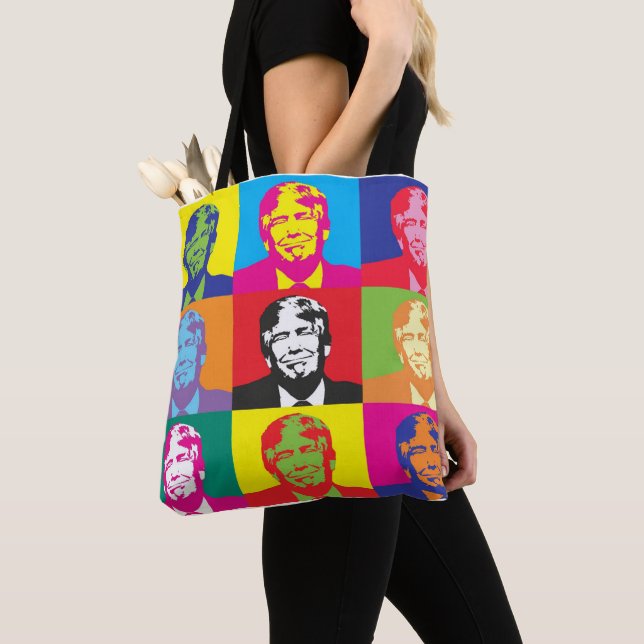 DONALD TRUMP POP ART TOTE PURSE BAG TYGKASSE (Närbild)
