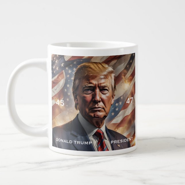 Donald Trump PRESdent Porträtt Jumbo Mugg (Vänster)