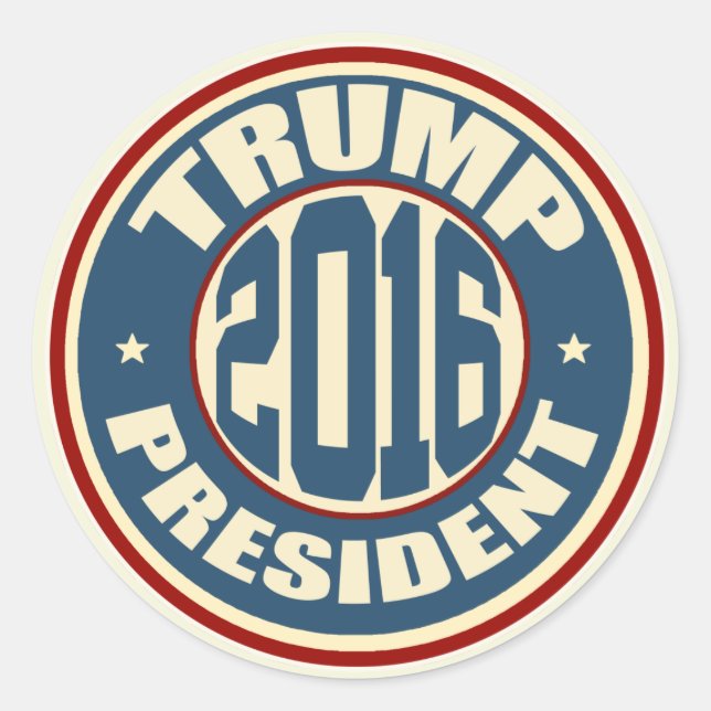 Donald Trump President 2016 Runt Klistermärke (Framsida)