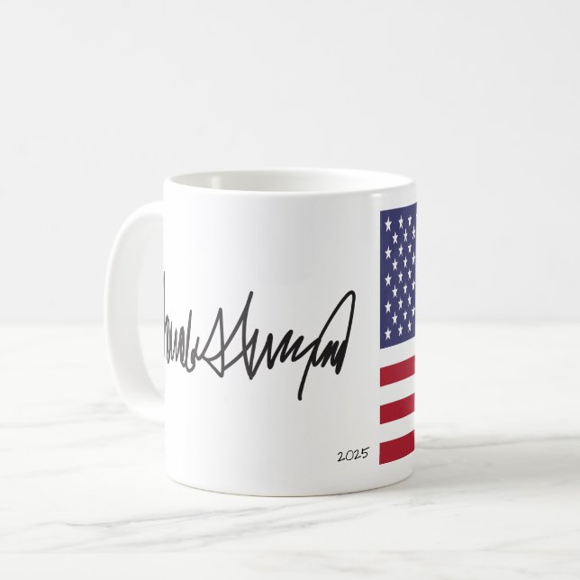 Donald Trump President 2025 Autograph Kaffemugg (Framsida vänster)
