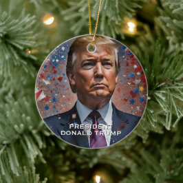 Donald Trump President Modern Porträtt Julgransprydnad Keramik