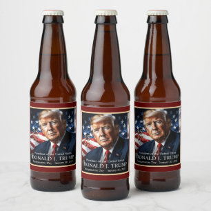 Donald Trump Presidentens installationsinspektör Ölflaska Etikett