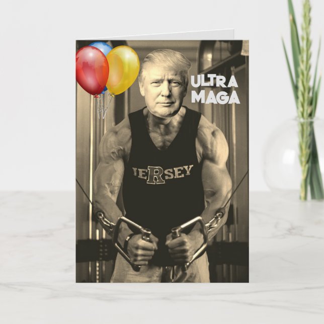 DONALD TRUMP PUMPOED UP BIRTHDAY GREETING CARD TACK KORT (Framsida)
