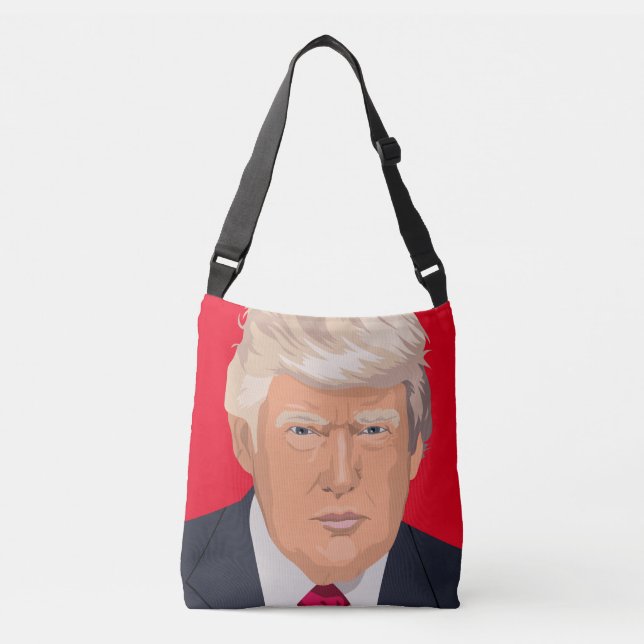 DONALD TRUMP PURSE, ALLA ÖVER UTSKRIFT CROSSBODY B AXELVÄSKA (Framsida)
