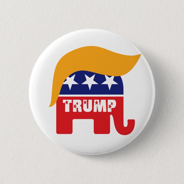 Donald Trump Republican Elephant Hair Logotyp Knapp (Framsida)