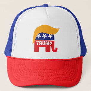Donald Trump Republican GOP Elephant Hair Logotyp Truckerkeps