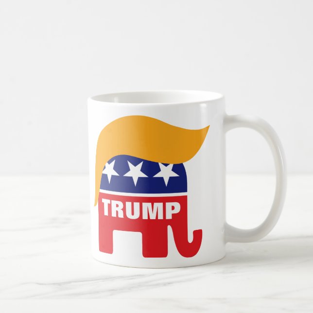 Donald Trump Republikan Elefant Hår Logo Kaffemugg (Höger)