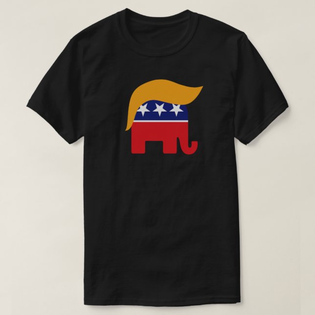 Donald Trump Republikan Elefant Hår Logo T Shirt (Design framsida)