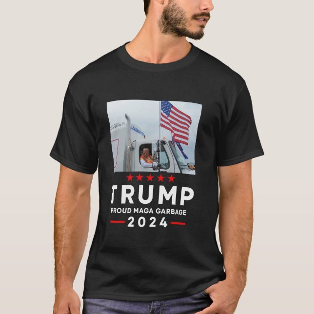 Donald Trump rider i sopor lastbil T Shirt (Framsida)