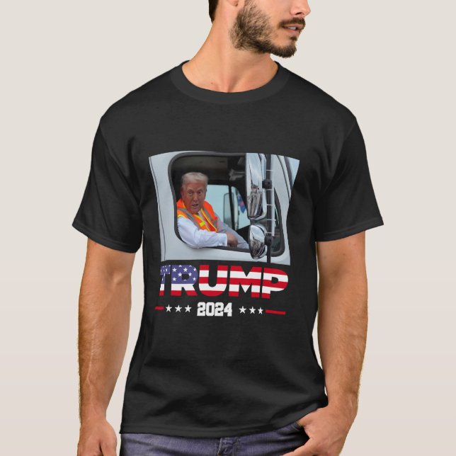 Donald Trump rider i sopor lastbil T Shirt (Framsida)