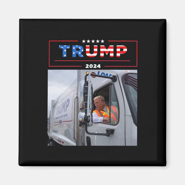 Donald Trump Rides in Sopor Lastbil Shirt Sopor Magnet (Framsidan)