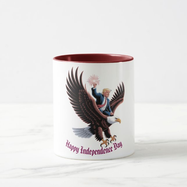 Donald Trump Riding Patriotic Eagle Art Anpassning Mugg (Center)