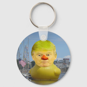 Donald Trump Rubber Gult Anka Button Keychain Nyckelring