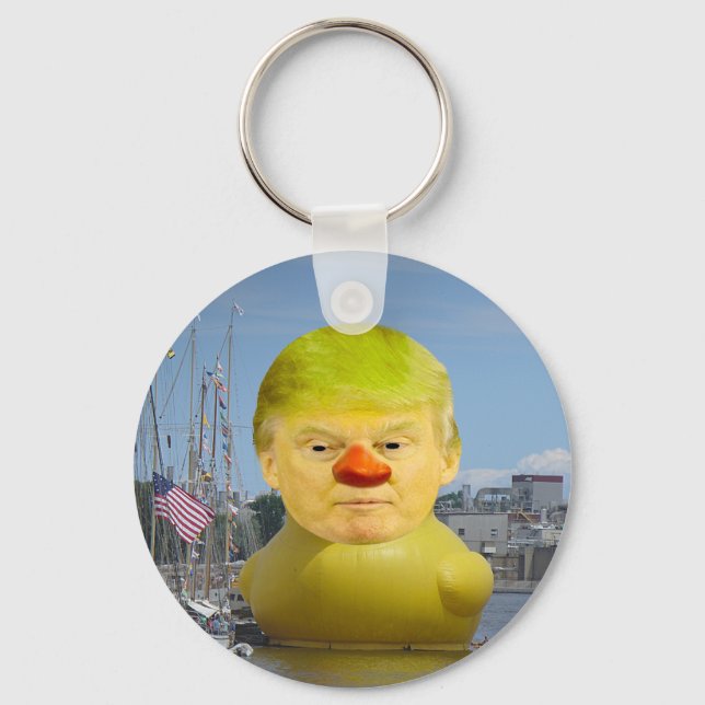Donald Trump Rubber Gult Anka Button Keychain Nyckelring (Framsida)