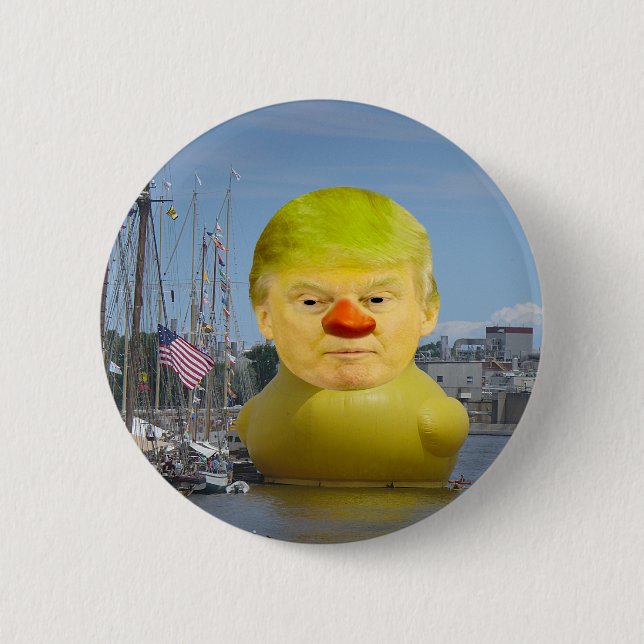 Donald Trump Rubber Gult Anka Round Button Knapp (Framsida)