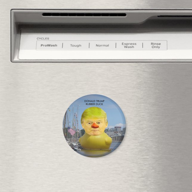 Donald Trump Rubber Gult Anka Round Magnet (In Situ (Dishwasher))