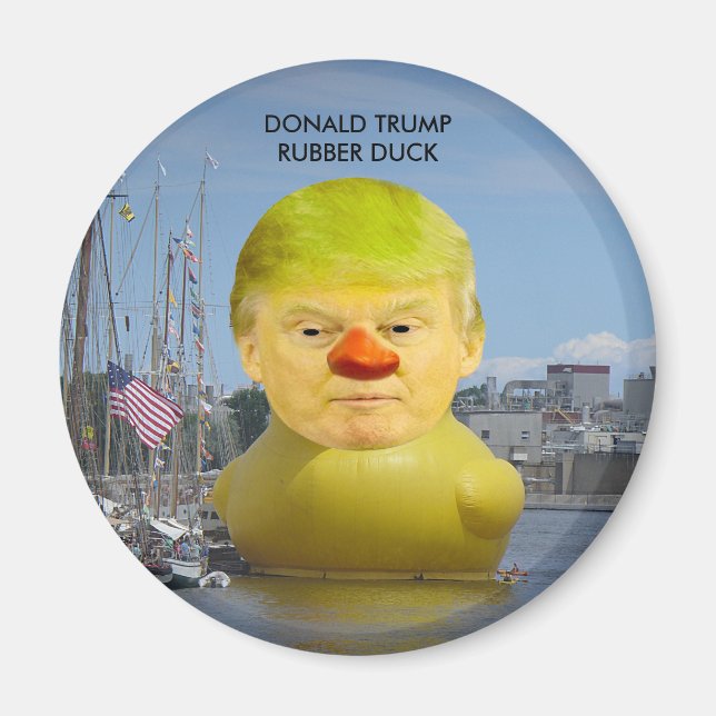 Donald Trump Rubber Gult Anka Round Magnet (Framsidan)