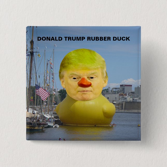 Donald Trump Rubber Gult Anka Square Button Knapp (Framsida)