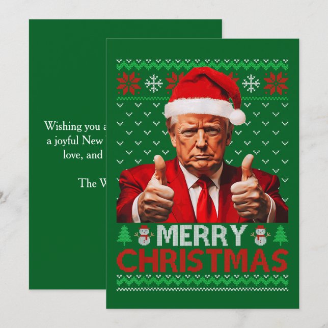 Donald Trump Santa Hat God jul Ugly Gift Julkort (Fram/baksida)
