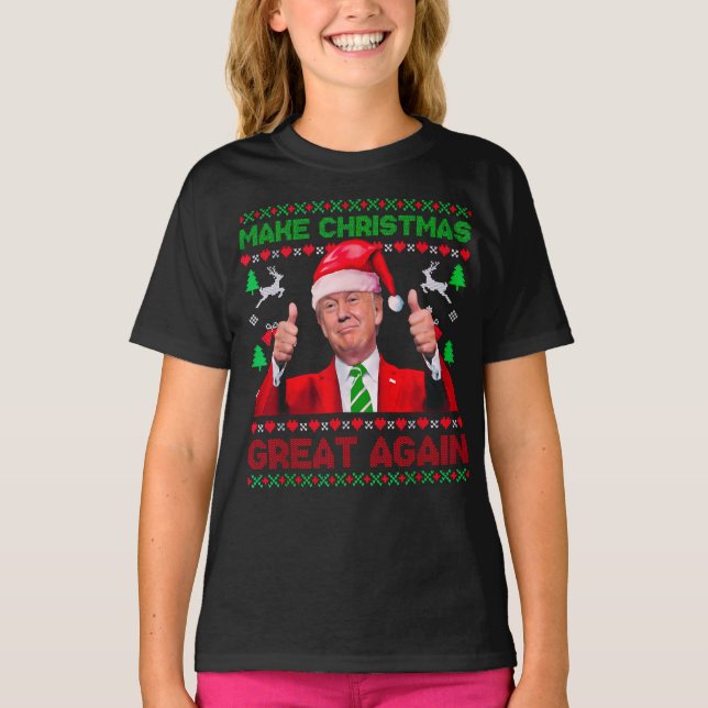 Donald Trump Santa hat Gör jul Underbar igen T Shirt (Framsida)