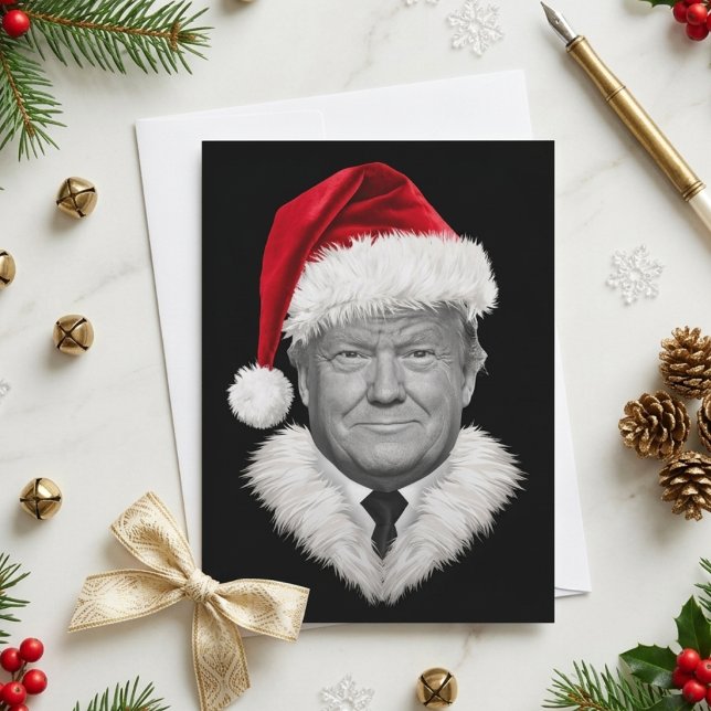 Donald Trump Santa Hatt Jul Porträtt Julkort (Skapare uppladdad)