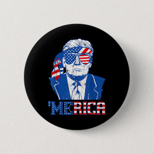 Donald Trump Shirt Merica Trump Sungl Us Flagga 4: Knapp