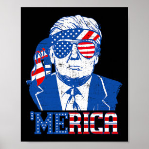 Donald Trump Shirt Merica Trump Sungl Us Flagga 4: Poster