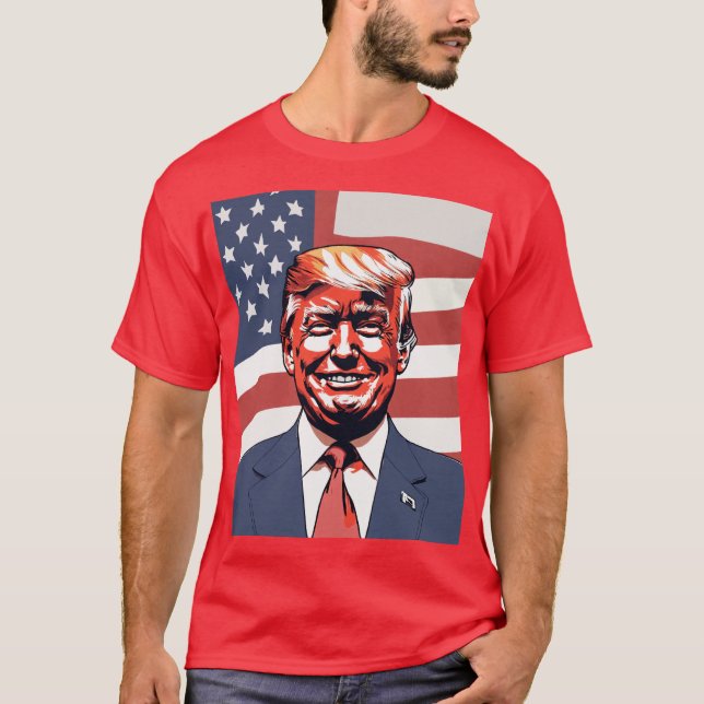 Donald Trump Sketch med subtle Smile och American T Shirt (Framsida)